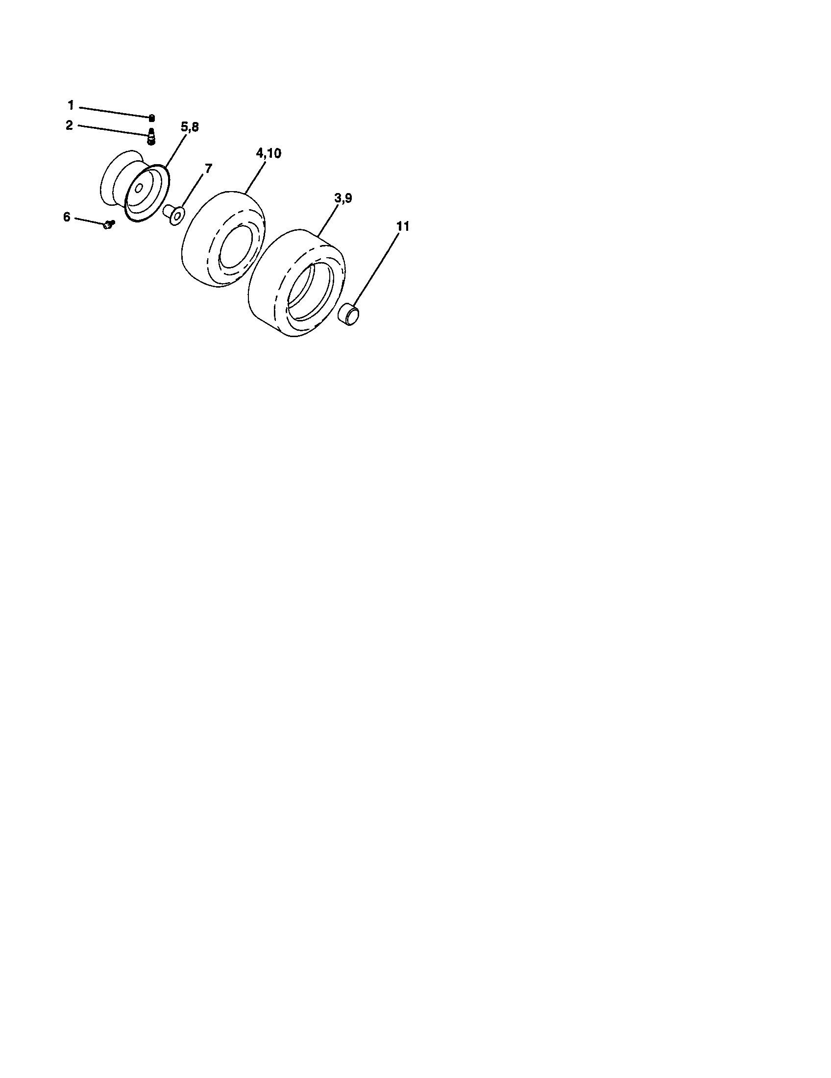 Wheels And Tires Diagram and Parts List for 917277491  Craftsman Lawn Tractor