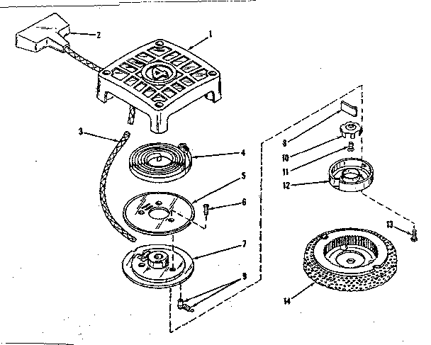 Rewind Starter Diagram and Parts List for 14360231  Craftsman Engine