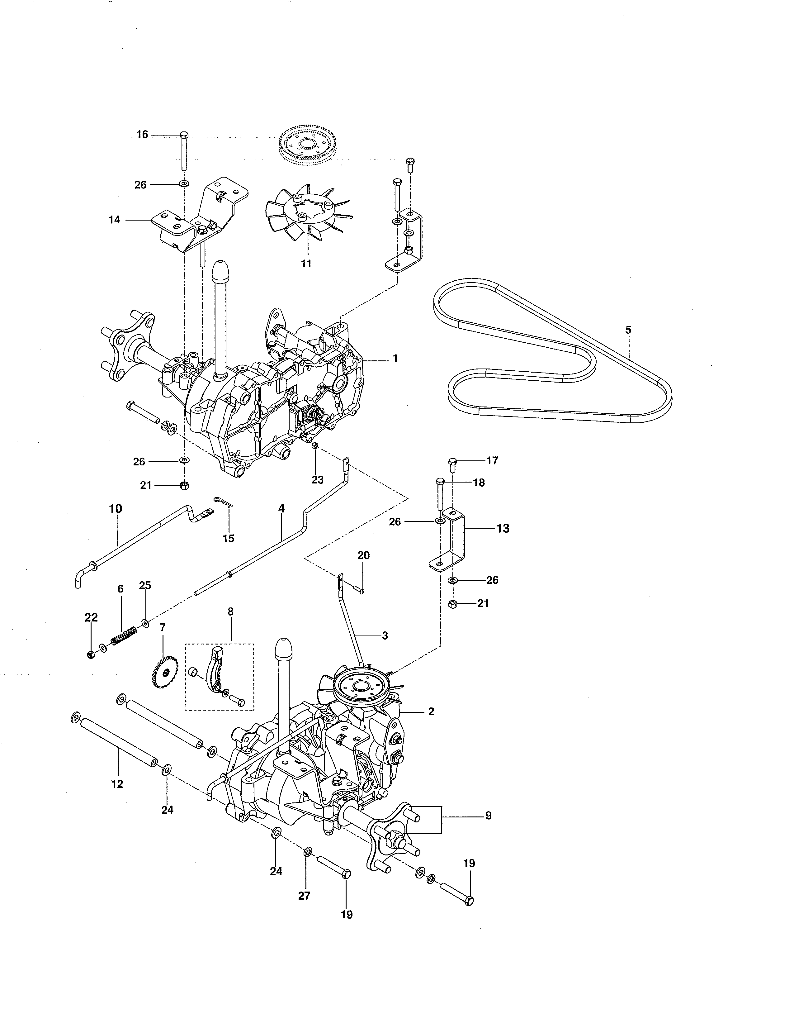 Hydraulic Pump - Motor Diagram and Parts List for 917289820  Craftsman Engine