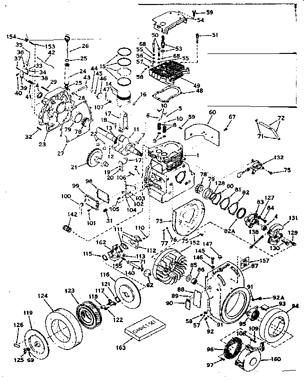 Basic Engine Diagram and Parts List for 143602122  Craftsman Engine