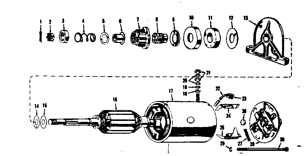Starter Motor Diagram and Parts List for 14340600  Craftsman Engine