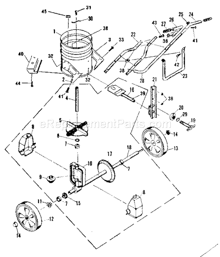 Replacement Parts Diagram and Parts List for 67119252  Craftsman Spreader
