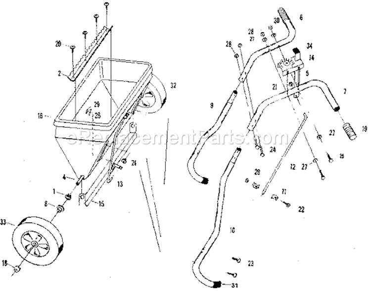 Replacement Parts Diagram and Parts List for 67119820  Craftsman Spreader
