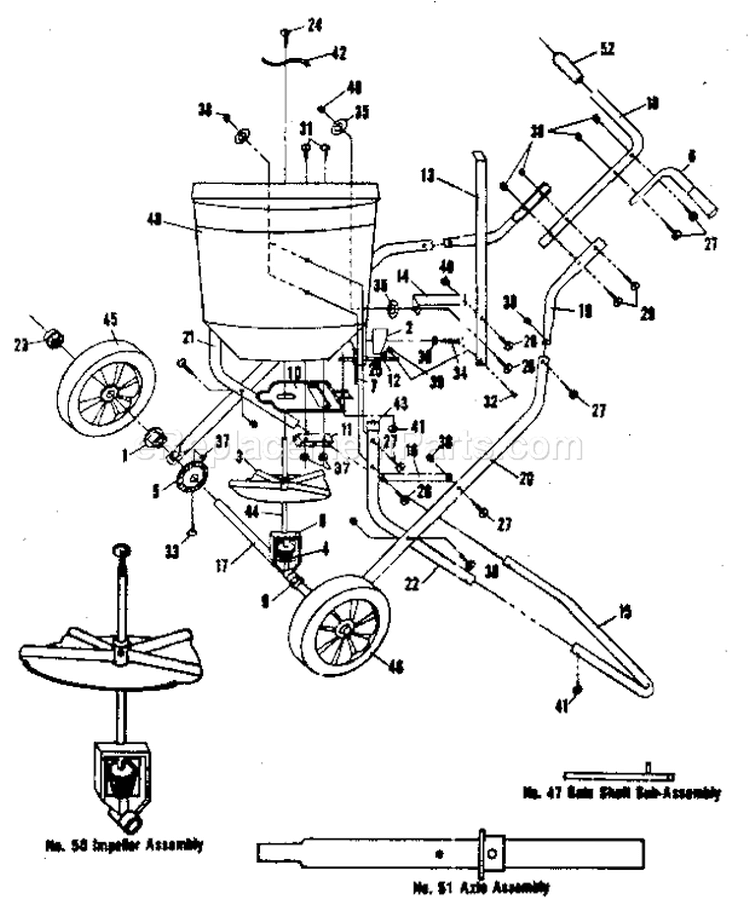 Replacement Parts Diagram and Parts List for 67119871  Craftsman Spreader