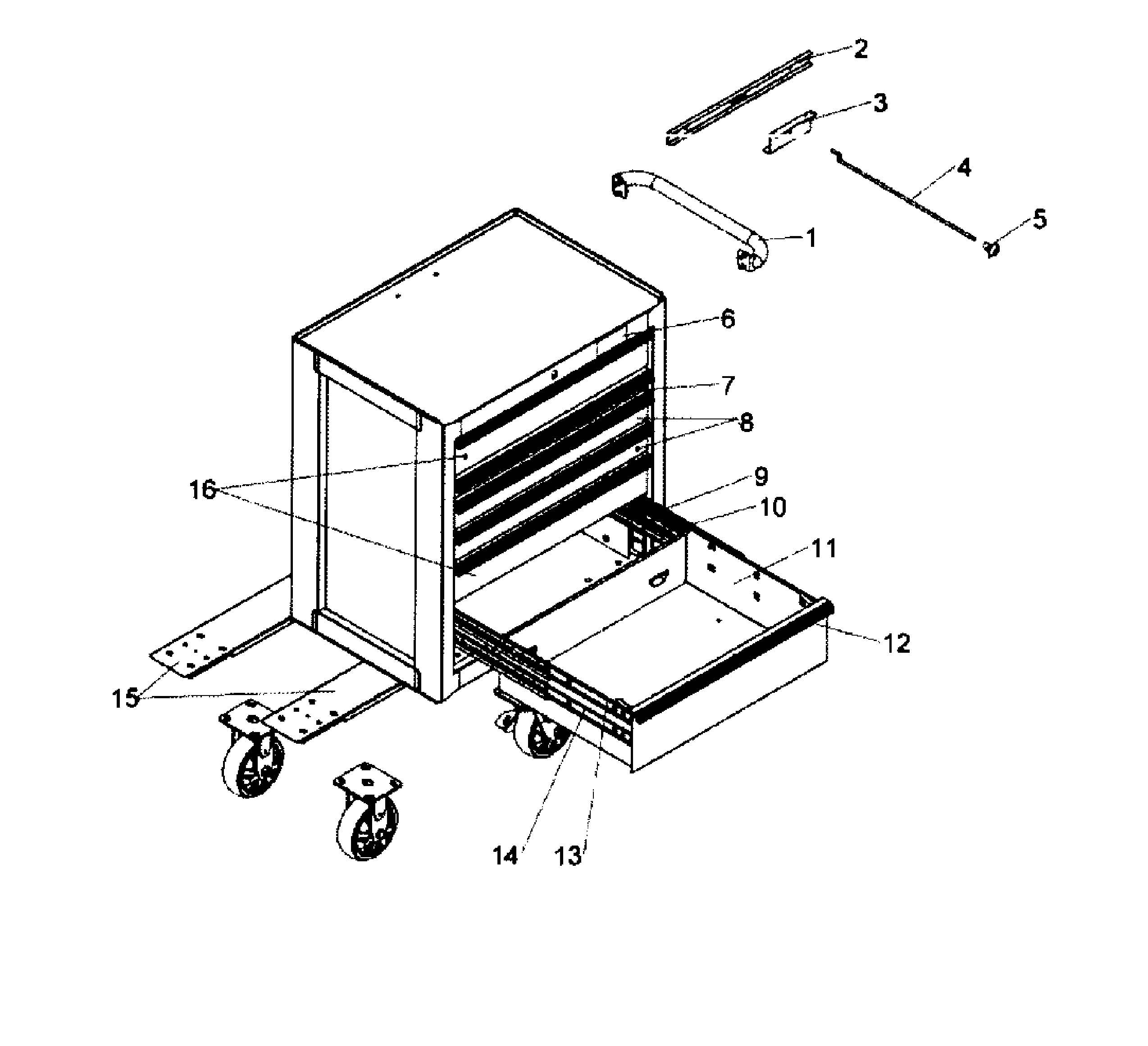 Tool Chest Diagram and Parts List for 706452580  Craftsman Tool Stand & Cart