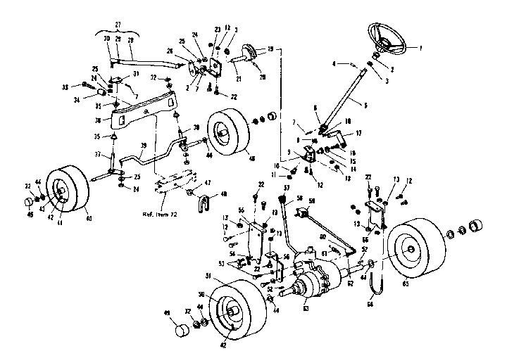 Steering And Front Axle Diagram and Parts List for 536963631  Craftsman Lawn Mower