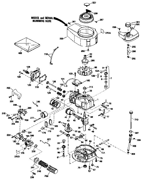 Replacement Parts Diagram and Parts List for 143434572  Craftsman Engine