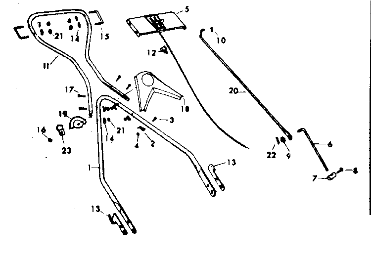 Handle Assembly Diagram and Parts List for 53681681  Craftsman Lawn Mower