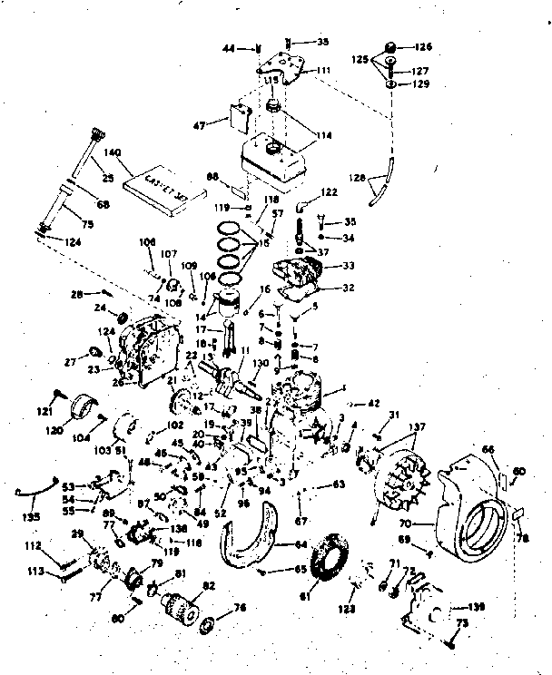 Basic Engine Diagram and Parts List for 143604032  Craftsman Engine