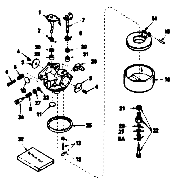 Carburetor Diagram and Parts List for 143384302  Craftsman Engine