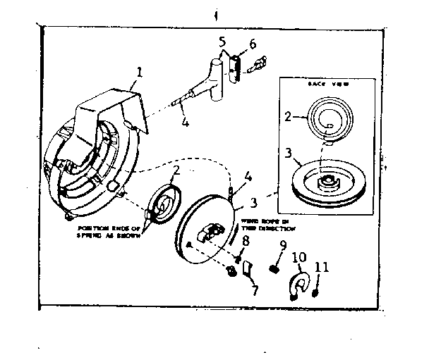 Shroud & Rewind Starter Diagram and Parts List for 53613650  Craftsman Snow Blower
