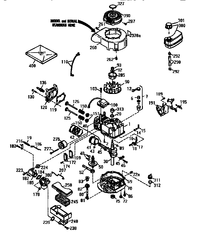 4-cycle Engine Diagram and Parts List for 143953508  Craftsman Engine