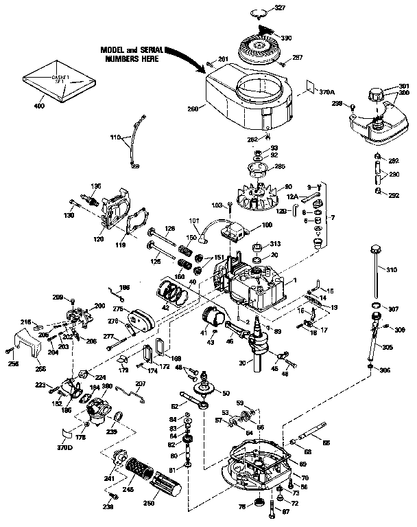 Replacement Parts Diagram and Parts List for 143424552  Craftsman Engine