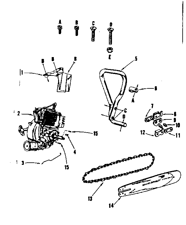 Engine/ Chain And Guide Bar Diagram and Parts List for 91760035  Craftsman Chainsaw