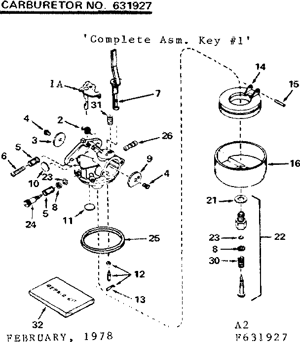 Replacement Parts Diagram and Parts List for 143716242  Craftsman Engine