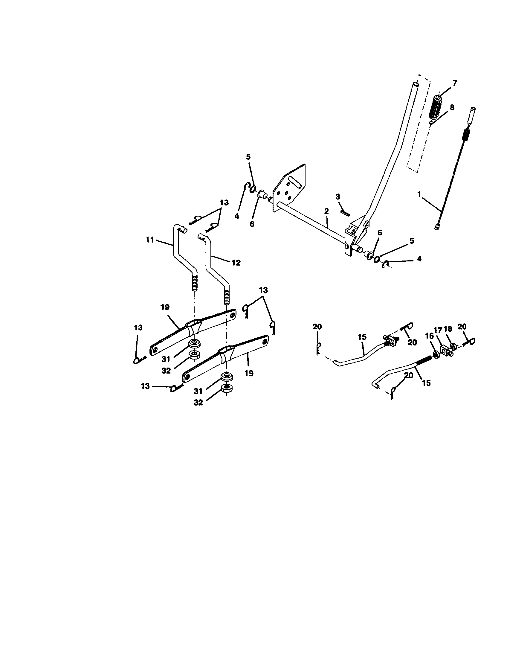 Lift Assembly Diagram and Parts List for 917273371  Craftsman Lawn Tractor