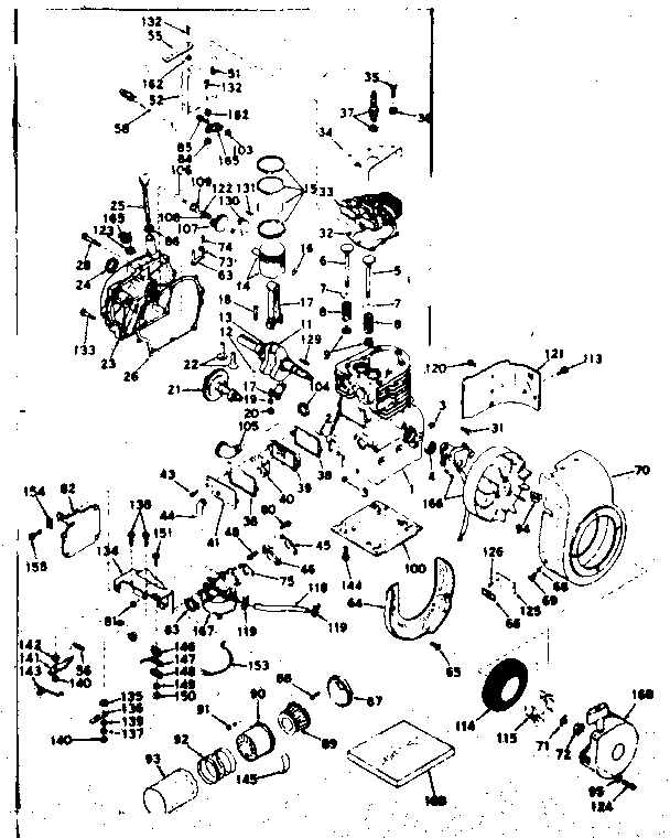 Basic Engine Diagram and Parts List for 143586192  Craftsman Engine
