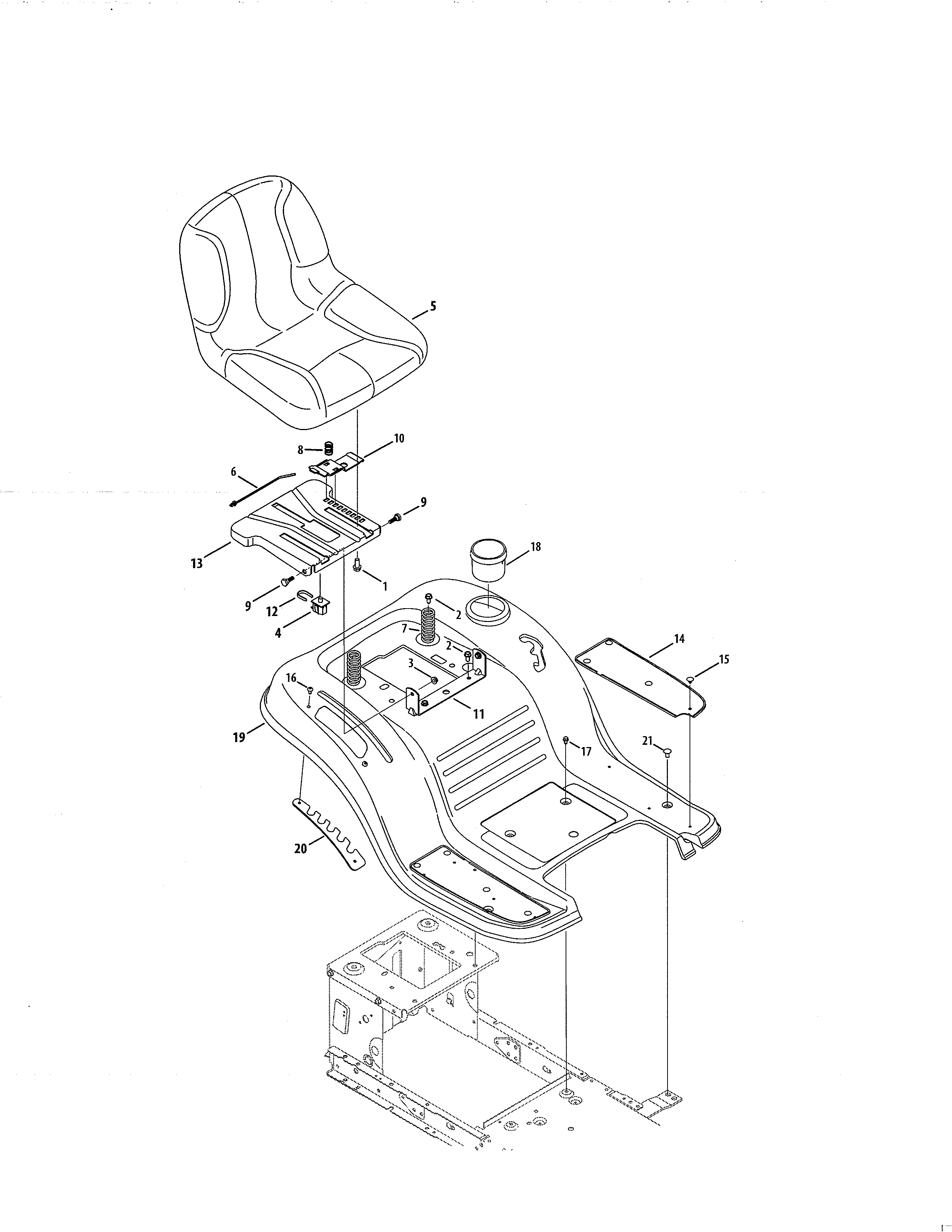 Seat/fender Diagram and Parts List for 247203760  Craftsman Lawn Tractor
