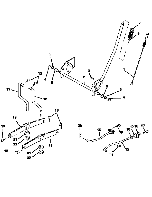 Lift Diagram and Parts List for 917258103  Craftsman Lawn Tractor