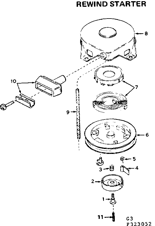 Rewind Starter Diagram and Parts List for 580323052  Craftsman Engine