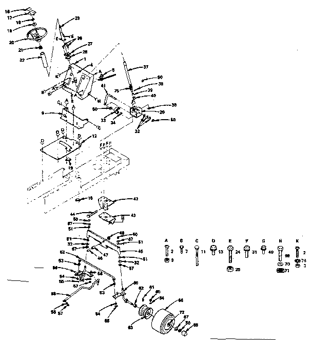 Steering And Front Axle Diagram and Parts List for 917255725  Craftsman Lawn Tractor