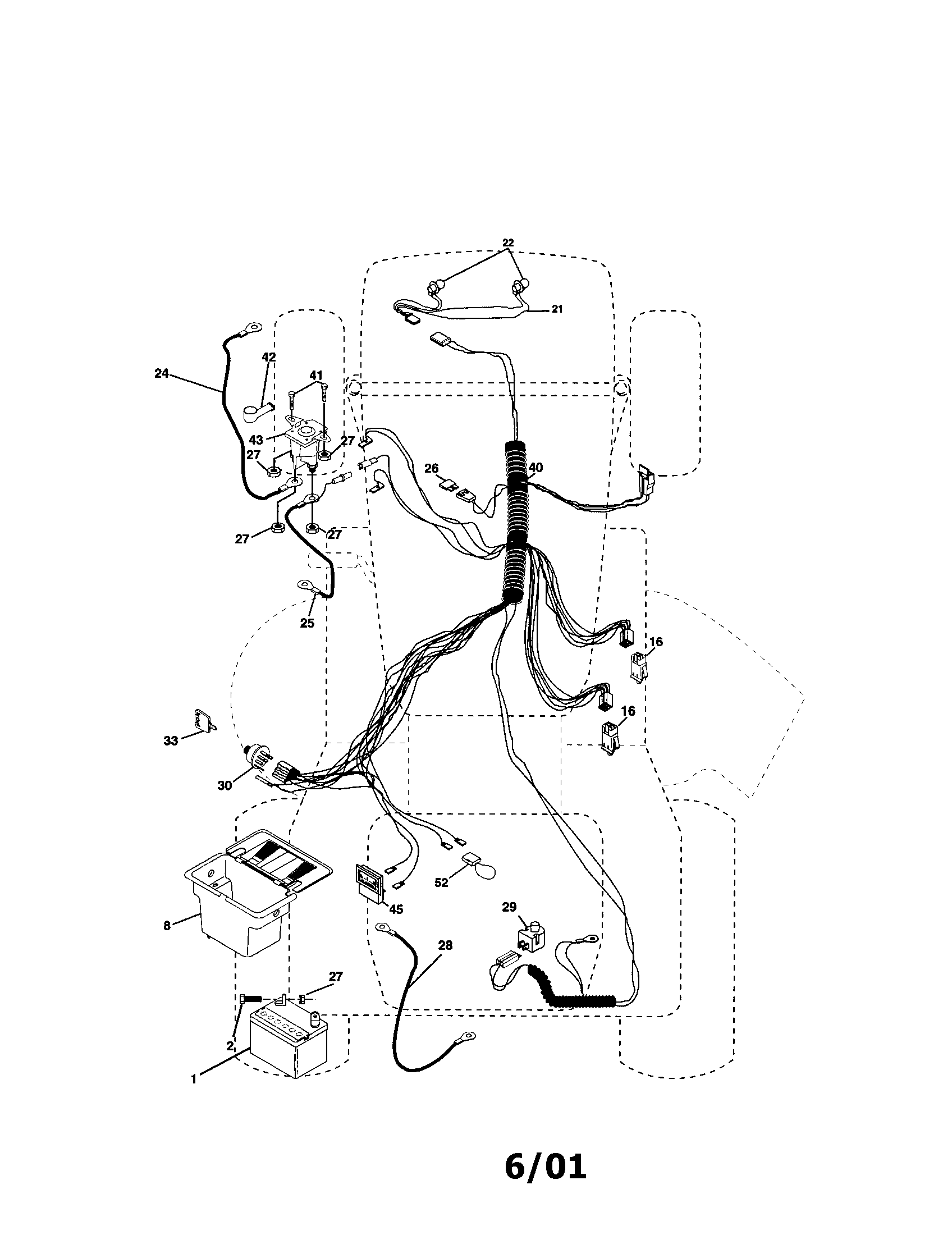 Electrical Diagram and Parts List for 917271744  Craftsman Lawn Tractor