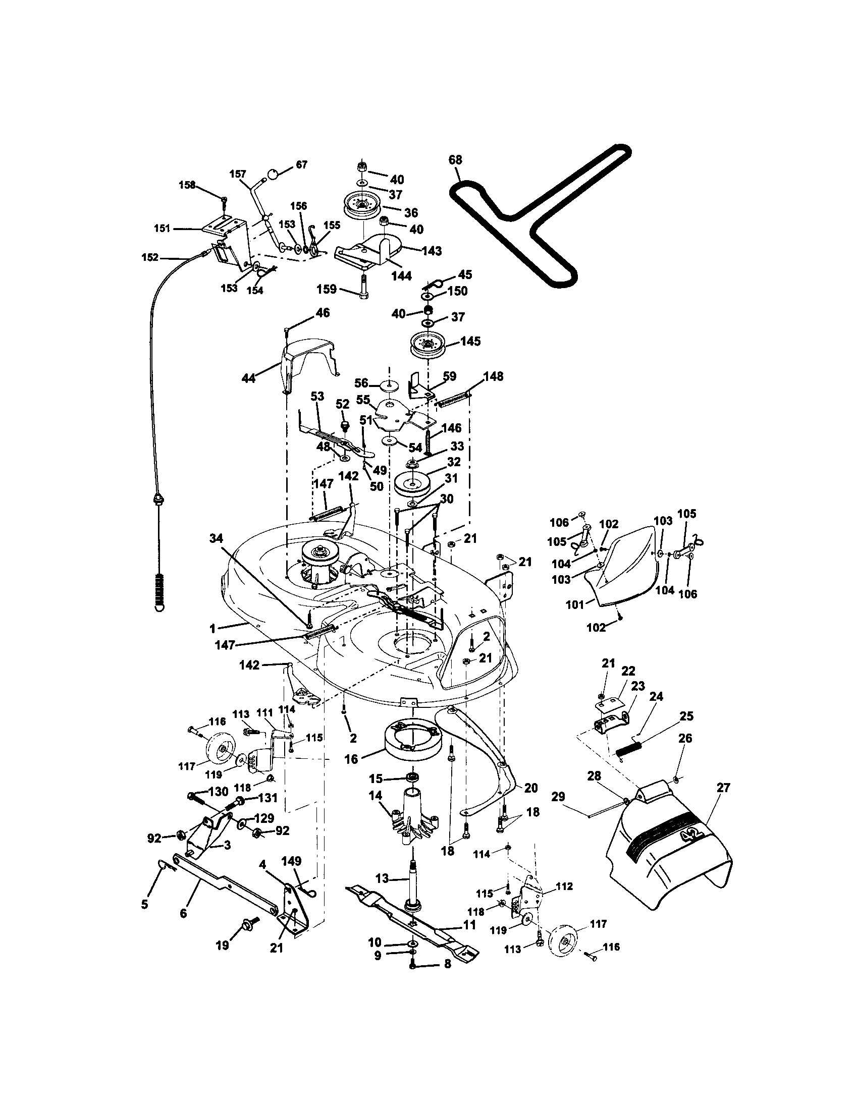 Mower Deck Diagram and Parts List for 917272431  Craftsman Lawn Tractor