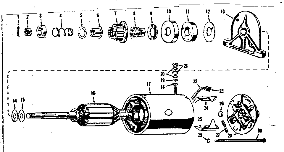 Starter Motor Diagram and Parts List for 14354500  Craftsman Lawn Mower