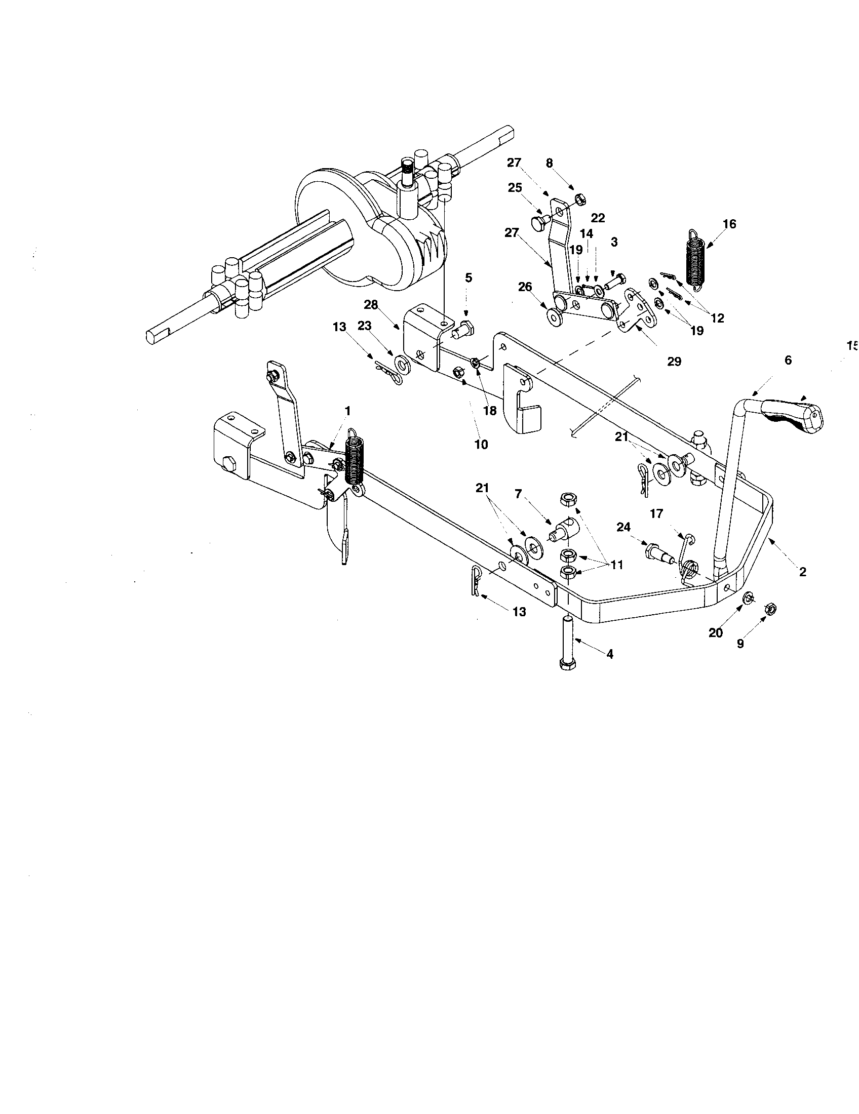 Lift Arm Diagram and Parts List for 247270190  Craftsman Engine