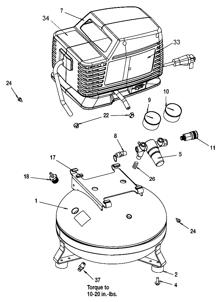 Default Diagram and Parts List for 919-15214 Type 5 Craftsman Compressor