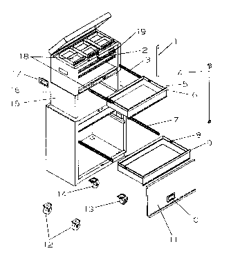 Tool Center Diagram and Parts List for 706598900  Craftsman Tool Stand & Cart