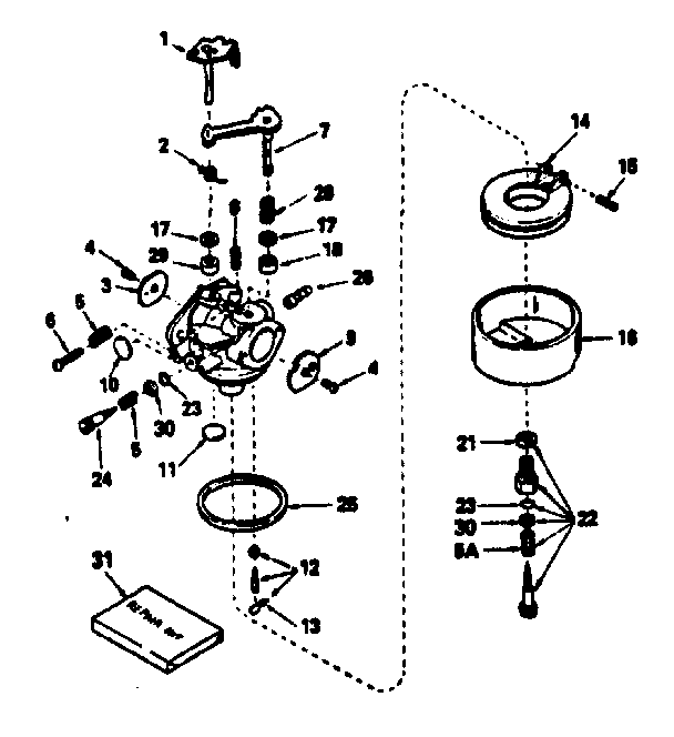 Carburetor No. 632325 Diagram and Parts List for 143776012  Craftsman Engine
