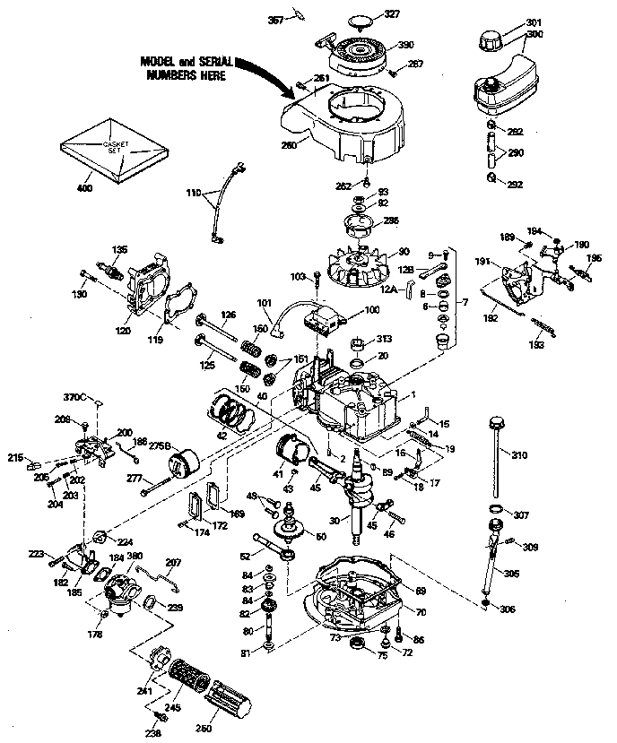 Replacement Parts Diagram and Parts List for 143414532  Craftsman Engine
