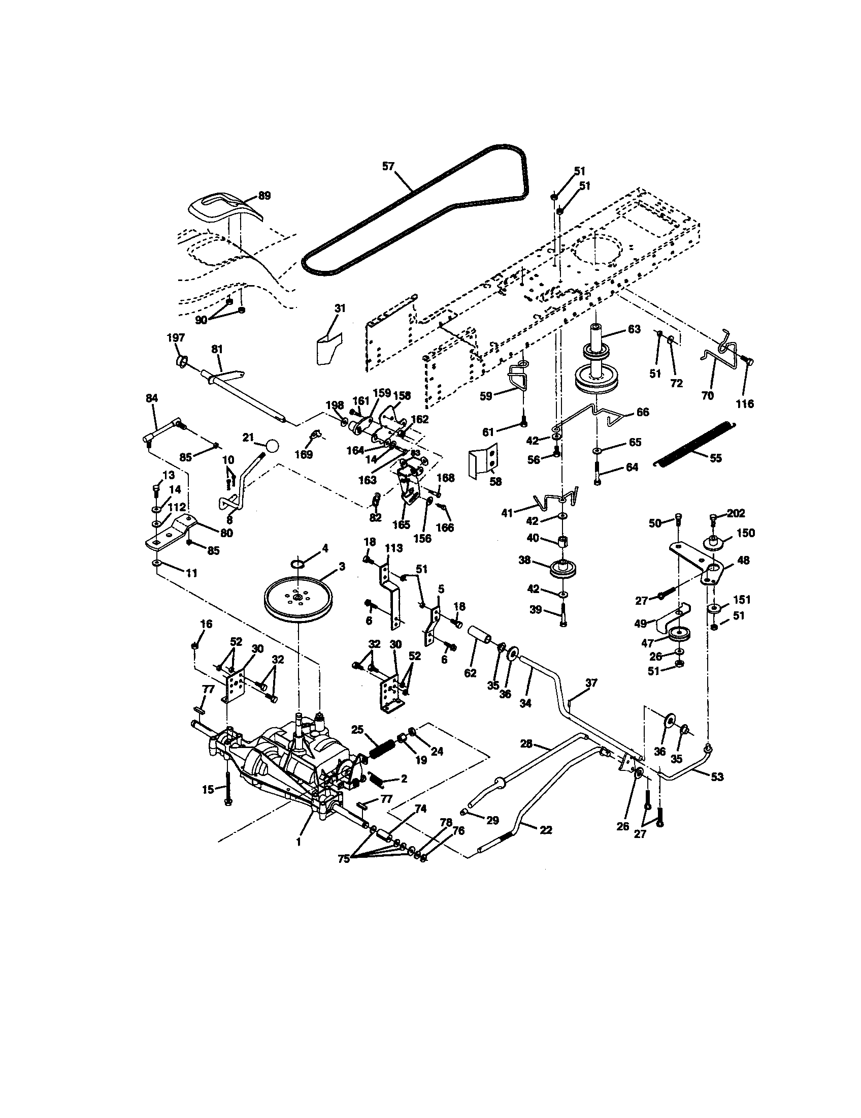 Ground Drive Diagram and Parts List for 917271630  Craftsman Lawn Tractor