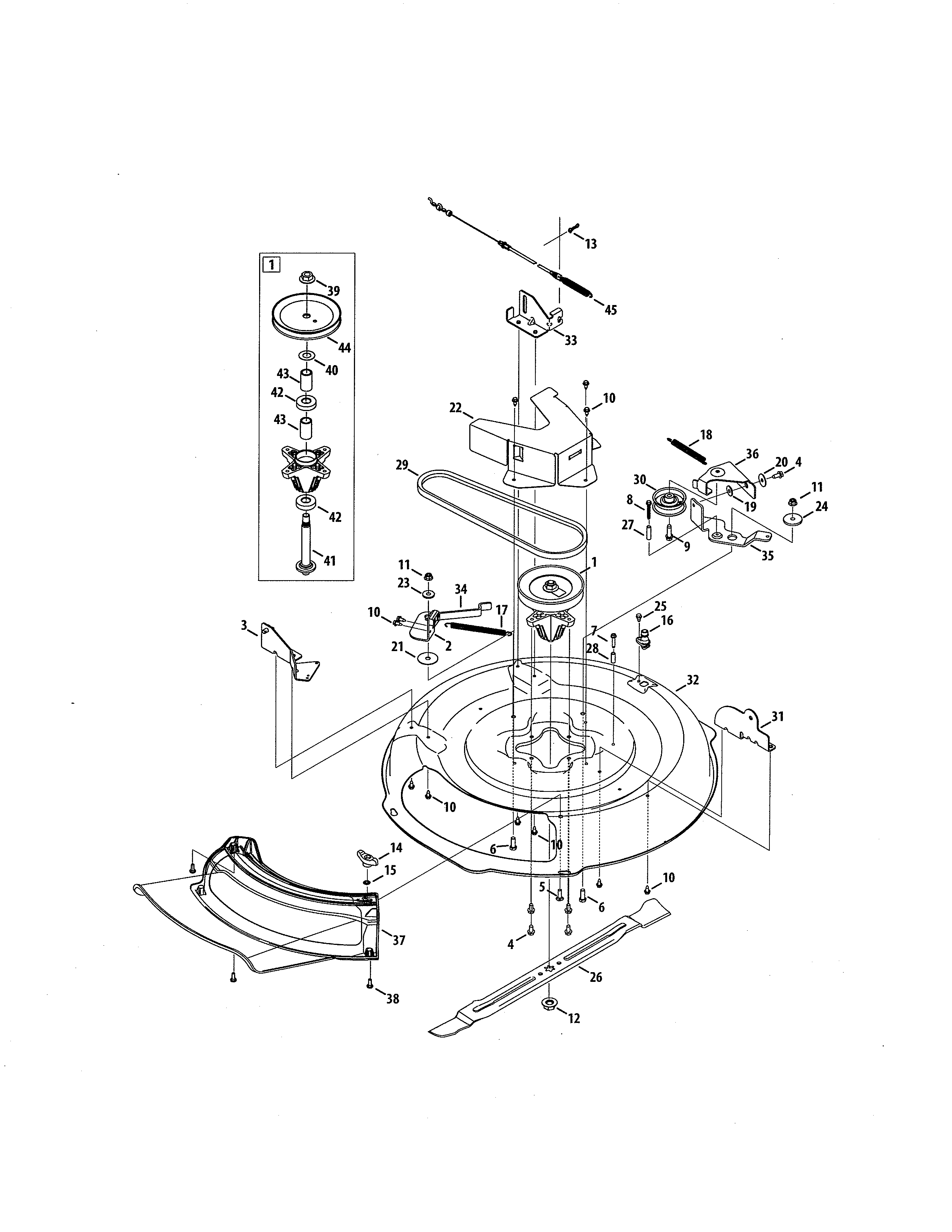 Deck/spindle Pulley Diagram and Parts List for 247250000  Craftsman Engine
