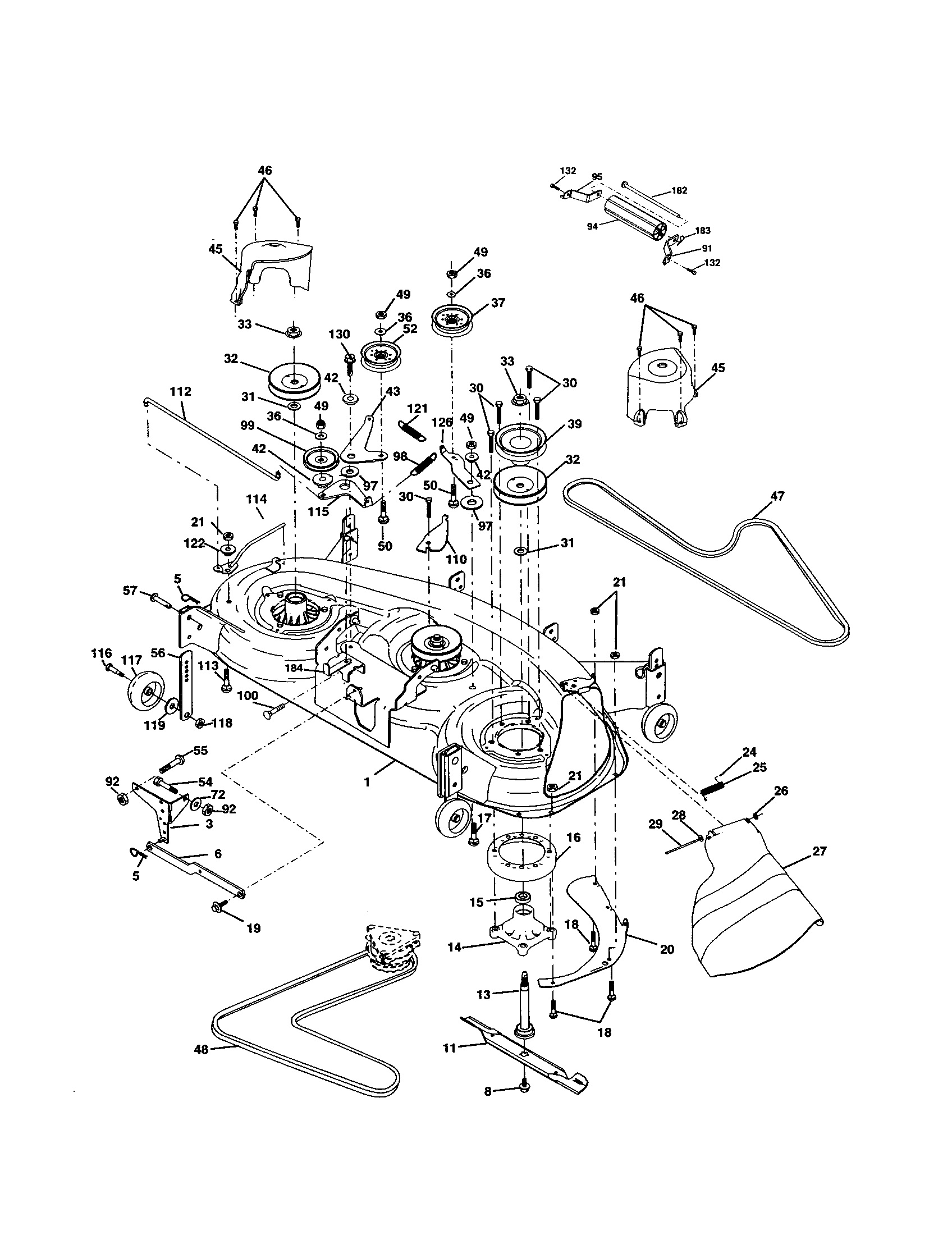 Mower Deck Diagram and Parts List for 917277350  Craftsman Lawn Tractor