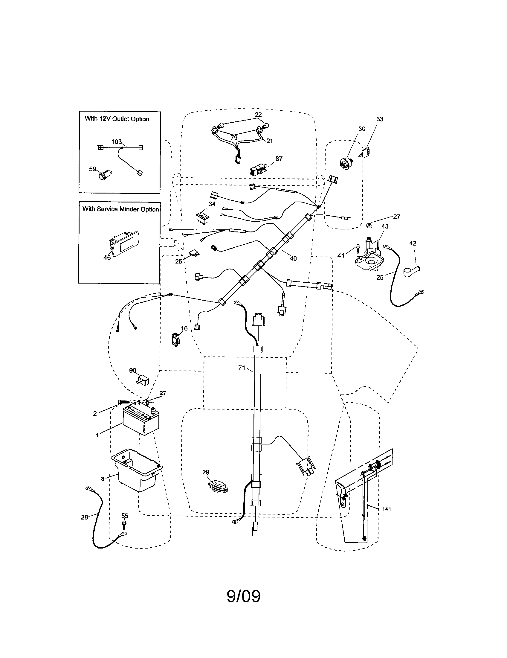 Electrical Diagram and Parts List for 917288141  Craftsman Lawn Tractor