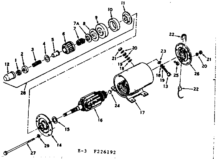 Starter Motor Diagram and Parts List for 143226192  Craftsman Engine