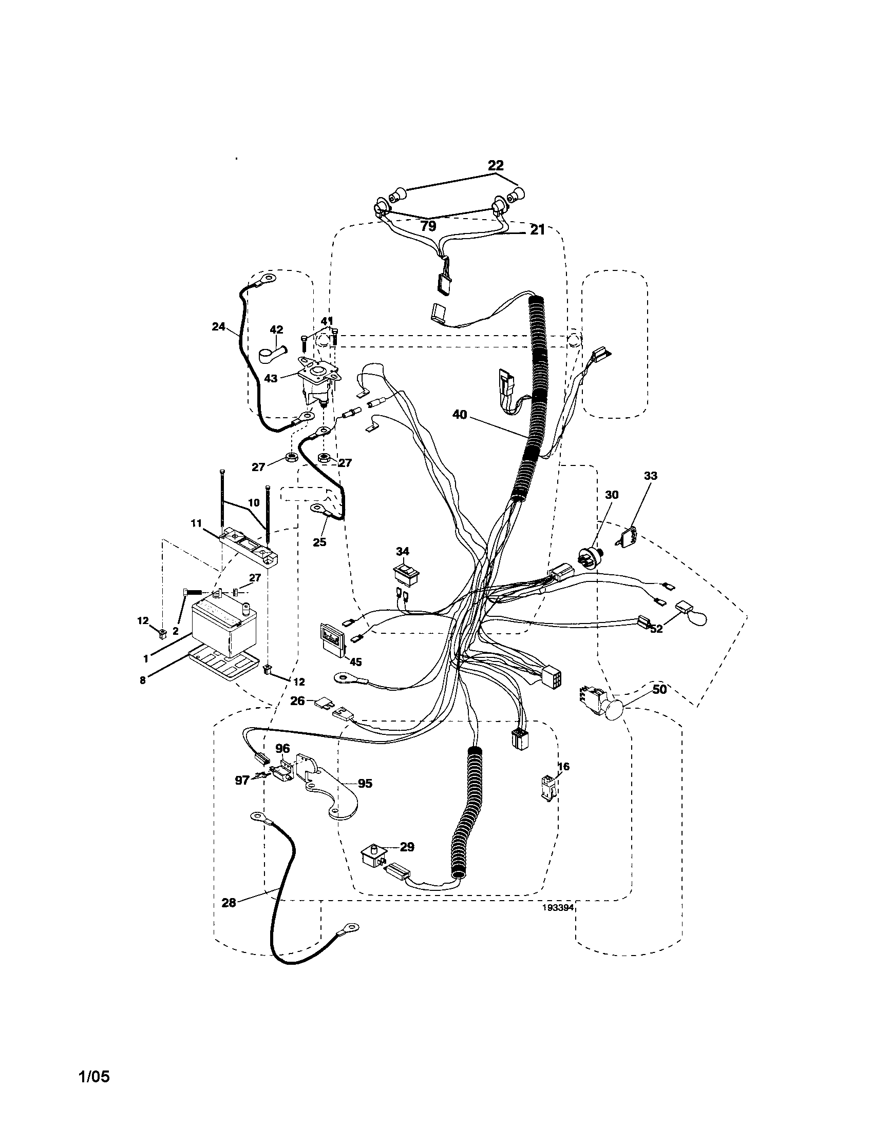 Electrical Diagram and Parts List for 917276210  Craftsman Lawn Tractor