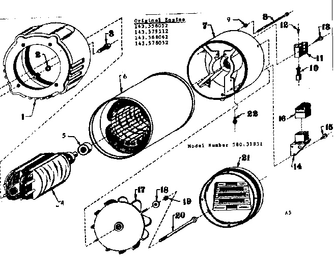 Stator Assembly Diagram and Parts List for 58031831  Craftsman Engine