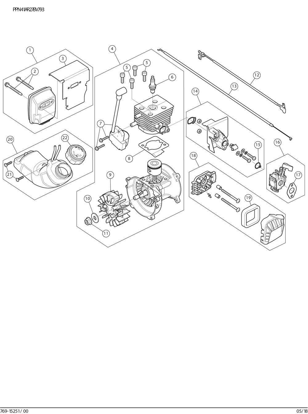 Diagram Diagram and Parts List for CMXGAAMR27AV Type 0 Craftsman Leaf Blower / Vacuum