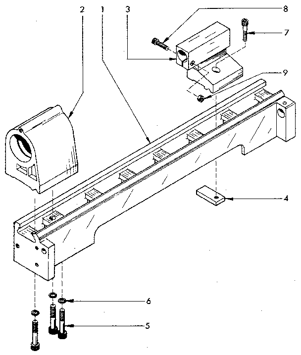 Bed Assembly Diagram and Parts List for 549289000  Craftsman Lathe