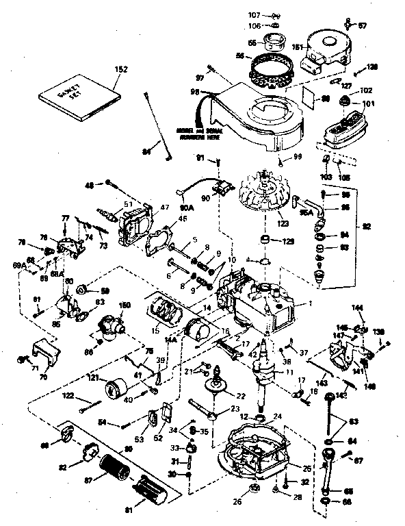 Basic Engine Diagram and Parts List for 143364222  Craftsman Engine
