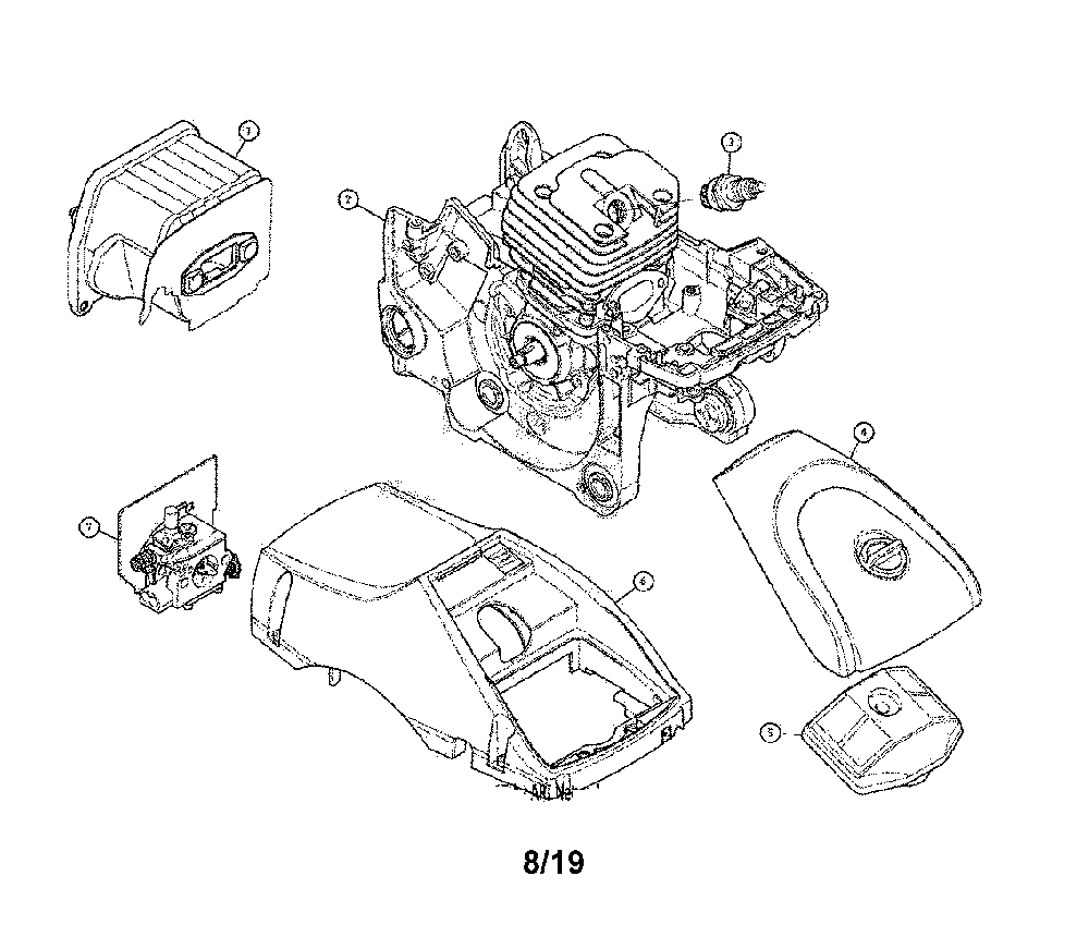 Engine assembly Diagram and Parts List for CMXGSAMY426S  Craftsman Chainsaw