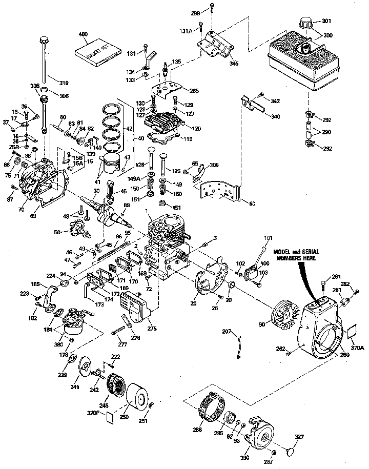 Replacement Parts Diagram and Parts List for 143806172  Craftsman Engine