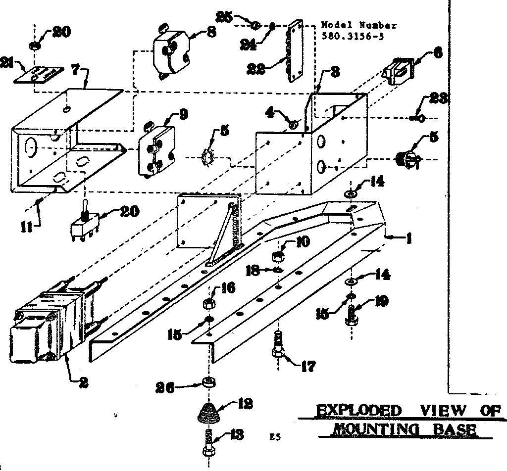 Mounting Base Diagram and Parts List for 5803156-5  Craftsman Engine