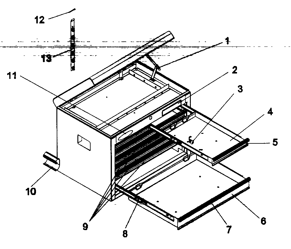 Chest Diagram and Parts List for 706619381  Craftsman Tool Stand & Cart