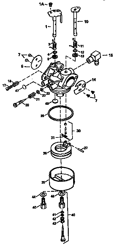 Carburetor Diagram and Parts List for 143941202  Craftsman Engine