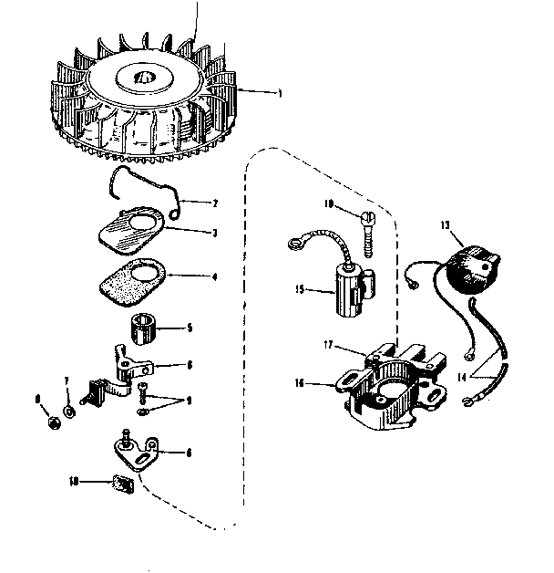Magneto Diagram and Parts List for 14355201  Craftsman Engine