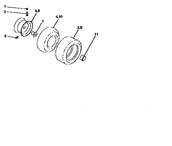 Wheels And Tires Diagram and Parts List for 917258072  Craftsman Lawn Tractor